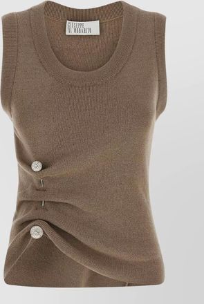 Giuseppe Di Morabito virgin wool ribbed asymmetric crystal brooch knitted top