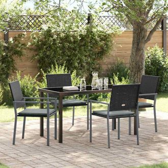 vidaXL Conjunto De Comedor De Jard&iacute;n 5 Pcs Negro Polirat&aacute;n Vidaxl