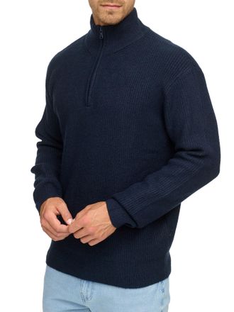 Indicode Troyer INDICODE INBertram.5 zip, Herren, Gr. XXL, navy, Strick, Obermaterial: 58% Polyacryl, 32% Polyester, 7% Wolle, 3% Elasthan, unifarben, regular 