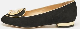 Charlotte Olympia Black Suede Eclipse Ballet Flats