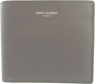 Saint Laurent Gray Leather Long Wallet (Bi-Fold) (Pre-Owned)