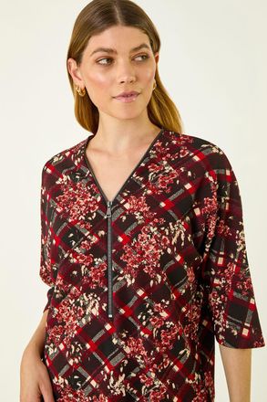 Roman Textured Floral Print Stretch Top