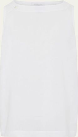 Eskandar Lightweight Linen A-Line Round Neck Shell Top - Mid Plus Length