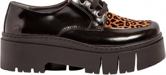 The Art Company Womens 1765 Platform Shoes In Black Shiny With Leopard