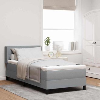 vidaXL Cama Box Spring Con Colch&oacute;n Gris Claro 90 X 190 Cm Tela