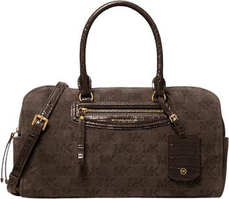 Michael Kors Borsa a tracolla a sacco Jet Set Travel Media in camoscio con logo in rilievo - - Bags - Donna - Marrone - ONE SIZE