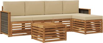 vidaXL Conjunto De Sof&aacute;s De Exterior 6 Uds. Natural Y Beige Vidaxl