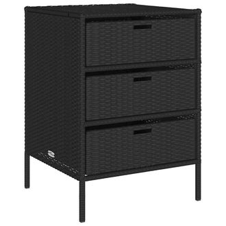 Berkfield Home Garden Storage Cabinet Black 55x59x80 cm Poly Rattan | Size: 55 x 59 x 80 cm