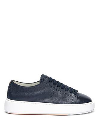 Santoni Womens white leather sneaker in Blue at Nordstrom, Size 7.5