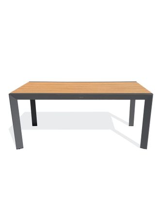 DCB Garden Tonga - Mesa De Jard&iacute;n De Aluminio Con Tablero Efecto Madera - Antracita - Dcb Garden