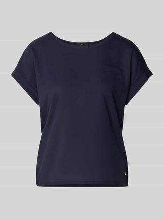 Monari Blusenshirt mit verl&auml;ngertem R&uuml;cken und Brusttasche in Marine, Gr&ouml;&szlig;e 34