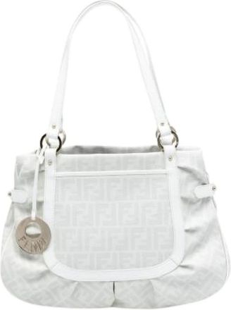 Fendi Pre-owned Shoulder Bags, female, White, Size: ONE SIZE Pre-owned Fabric Tote