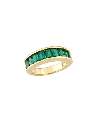 Rina Limor Gold Over Silver 2.70 ct. tw. Lab-Grown Created Emerald Semi-Eternity Ring