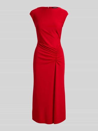 Lauren Ralph Lauren Midikleid mit gerafften Falten in der Taille in Rot, Gr&ouml;&szlig;e 36