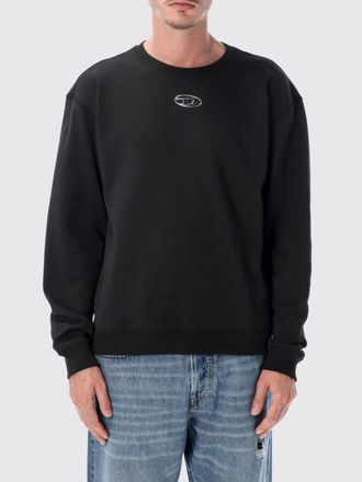 Diesel Felpa girocollo in cotone con logo Oval D e spalle scivolate