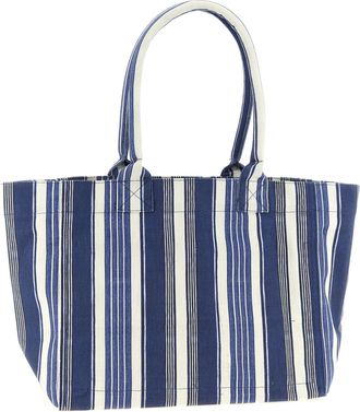 Isabel Marant Womens Striped Cotton Canvas Tote Blue