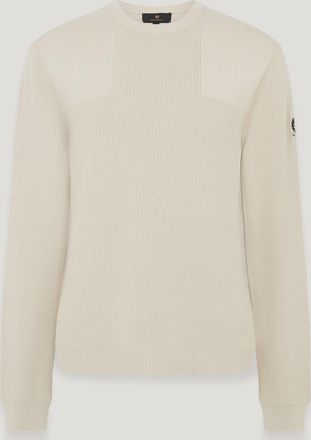 Belstaff Commander Crewneck Jumper Mens Organic Cotton Silver Birch Size 2XL