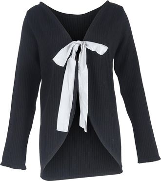 Marni Ribbon Detailed Cardigan in Black Wool
