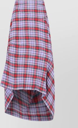 Vivienne Westwood plaid asymmetric hem knee length midi skirt