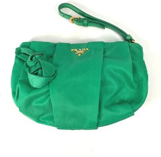 Prada Green Nylon Clutch Bag Pouch (Pre-Owned)