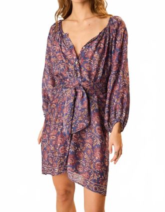 Natalie Martin Alex Short Dress With Sash In Artichoke Mariner