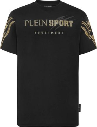 Plein Sport Tops, unisex, Zwart, S, Katoen, Rondhals Tiger T-Shirt