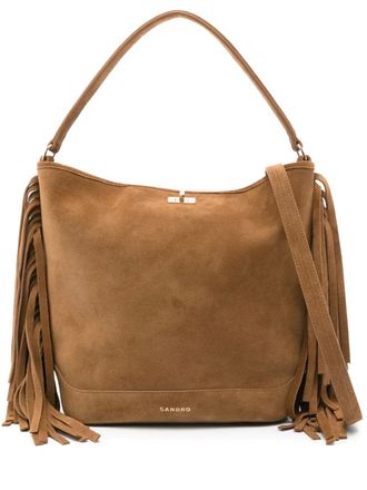 Sandro fringe suede tote bag - women - Calf Suede - One Size - Brown