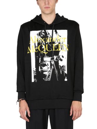 Alexander McQueen Black Graphic Hood Sweatshirt
