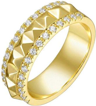 Rachel Glauber 14K Plated Cz Geometric Design Ring