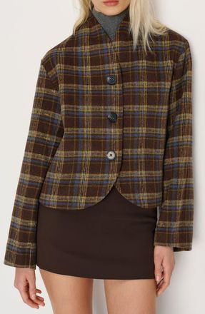 Reformation Owen Plaid Jacket in Brown Plaid at Nordstrom, Size X-Large
