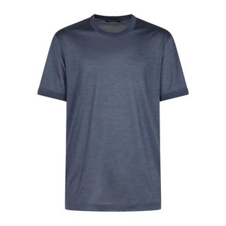 Dolce & Gabbana T-Shirts, male, Blue, Size: 2XL Silk T-Shirt