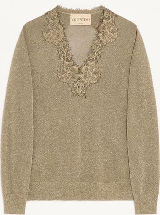 Valentino Lurex Jumper With Lace Woman GOLD XL