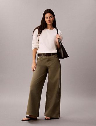 Calvin Klein Pantal&oacute;n De Sarga De Algod&oacute;n Con Pierna Ancha