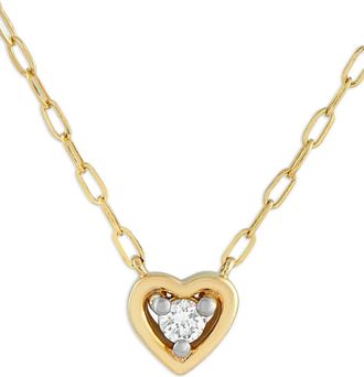 Luxury Bazaar 14kt geelgouden halsketting met hartvormige hanger met diamant