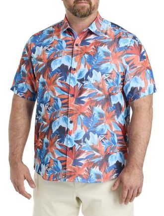 Tommy Bahama Big & Tall Coconut Point Firecracker Sport Shirt in Poppy Red at Nordstrom, Size Xx-Large