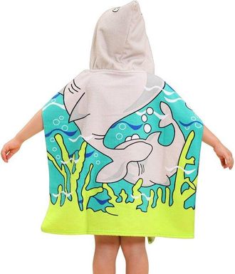 OEM Toalla De Ba&ntilde;o Infantil Con Capucha Y Estampado De Tiburones De Dibujos Animados, De 60 X 60 Cm, Absorbente Y De Secado R&aacute;pido, Capa O Poncho