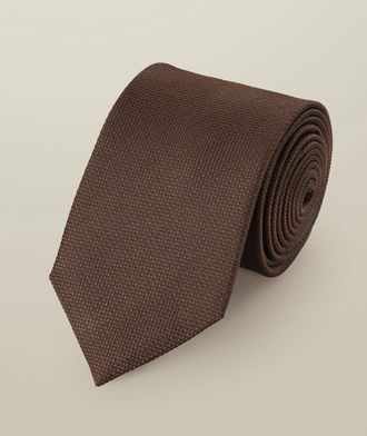 CHARLES TYRWHITT Silk Textured Tie - Chocolate Brown Size OSFA by Charles Tyrwhitt