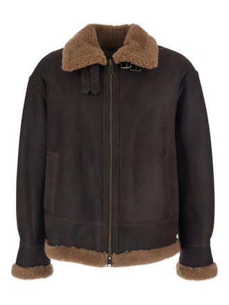Arma strap closure shearling jacket - men - Lamb Shearling - 50 - Brown