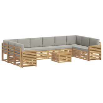 vidaXL Set Di Divani Da Esterno 11 Pz Bianco E Grigio Chiaro Vidaxl