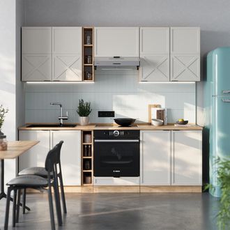 Vicco Mueble De Cocina Fame-line, Gris/beige/roble Dorado, 235 Cm, Et Antracita, Vicco
