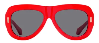 Ferragamo SF2029SE Thick-Rimmed Pilot Sunglasses - Red
