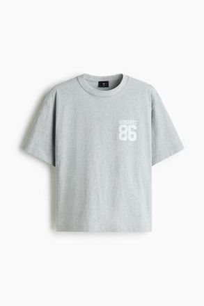 H&M Loose Fit Printed T-shirt in Light Gray Melange/soho Nyc at Nordstrom, Size Xxx-Large