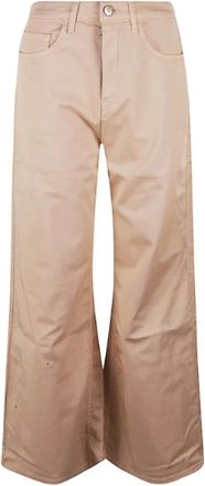 Re-hash Five Pockets Broek met Wijde Pijpen en Knoopsluiting - Dames - Wijde Broeken - Beige - W30 - Broeken