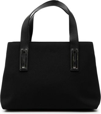 Ferragamo Black Nylon Leather Handbag Tote Bag (Pre-Owned)