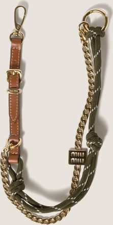 Miu Miu Leather, cord and metal trick keyring