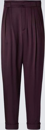 Saint Laurent Belted silk satin straight pants