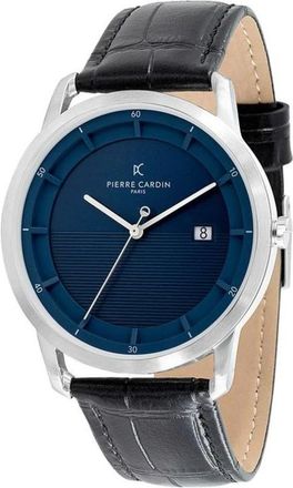 Pierre Cardin Watches, male, Black, Size: ONE SIZE Elegant Leather Strap Dress Watch