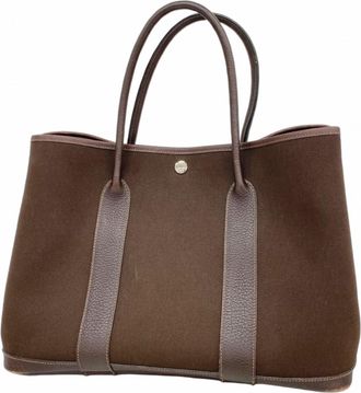 Herm&egrave;s Brown Toile Officier Tote Bag (Pre-Owned)