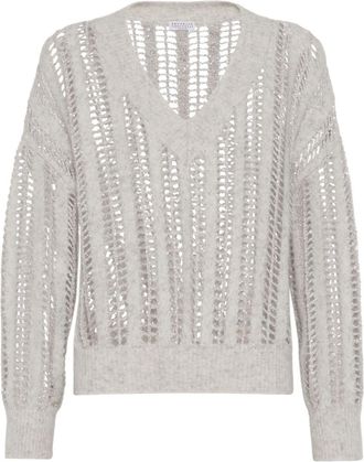 Brunello Cucinelli open-knit jumper - women - Wool/Mohair - M - White
