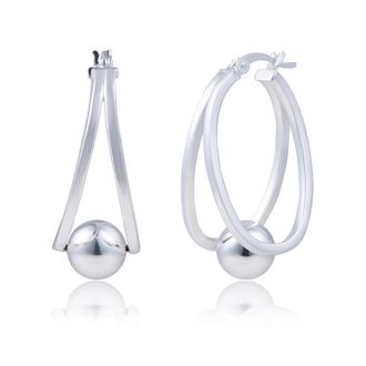 MAX + STONE 925 Sterling Silver or Gold Plated Double Hoop Earrings